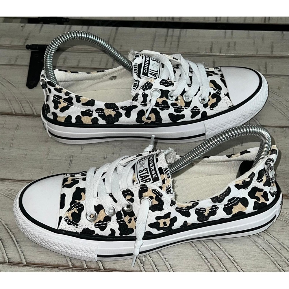 Converse All Star Shoreline Slip On Women's Size 6 White Cheetah Chuck Taylor